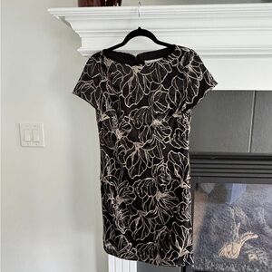 Elegant Black and Cream Floral Dress